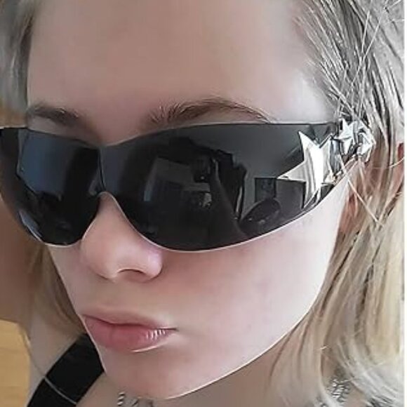 Neiman Marcus Lucine Shooting Star Nero Black Visor Sunglasses - Picture 1 of 5